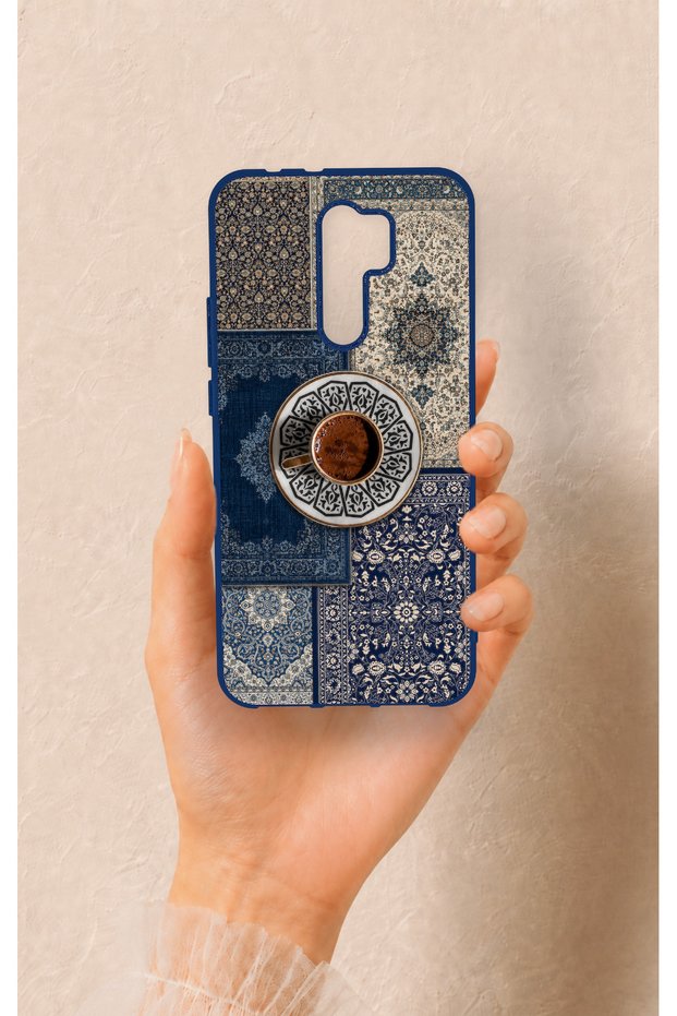 Redmi 9 Compatible Turkish Coffee and Kilim Patterned Silicone Case