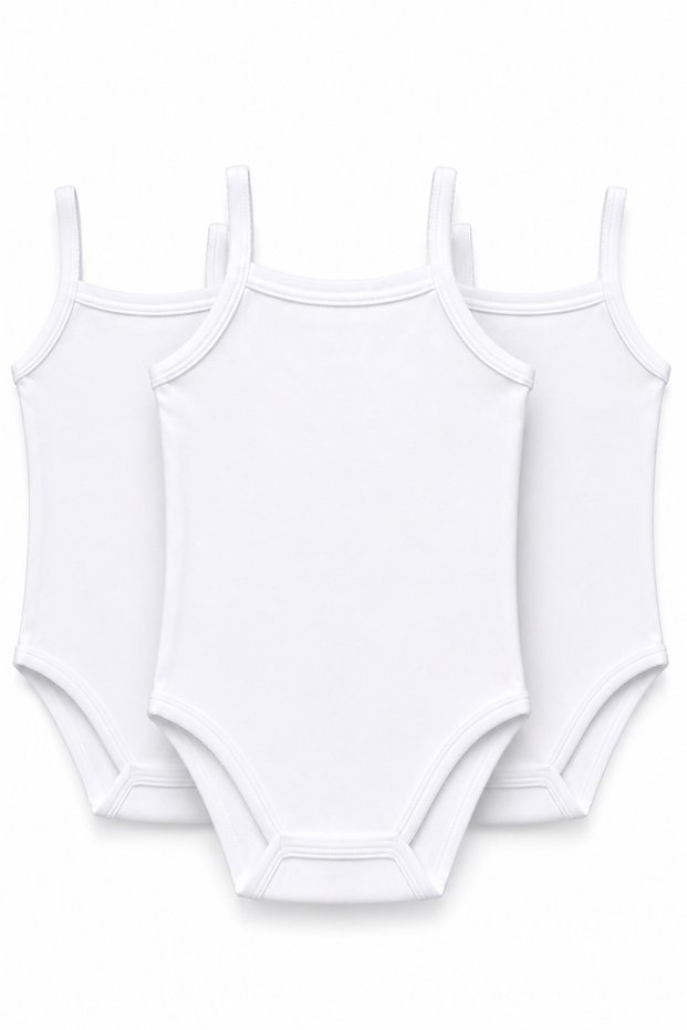 Girls' Thin Strap Hooked Bodysuit 3-Pack Cotton Flexible Comfortable Athlete Bodysuit Black White 4-12 Years