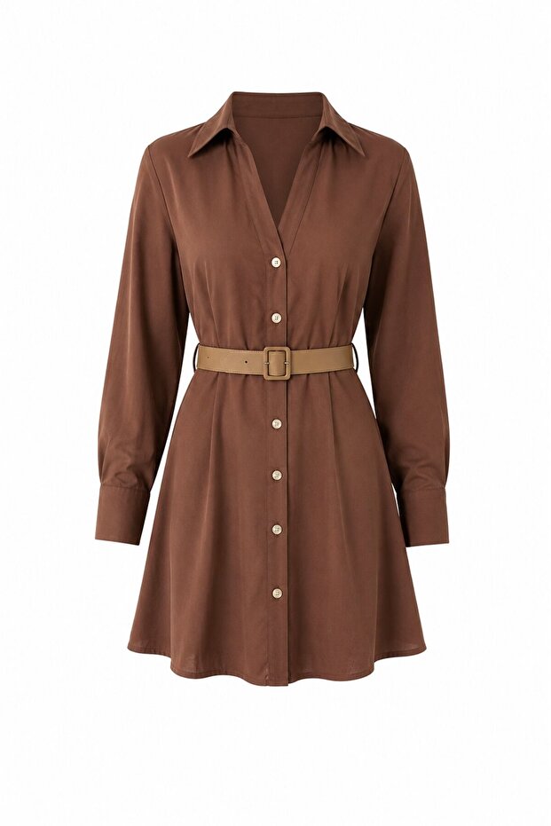 Brown Belted Dress - 2Y250367
