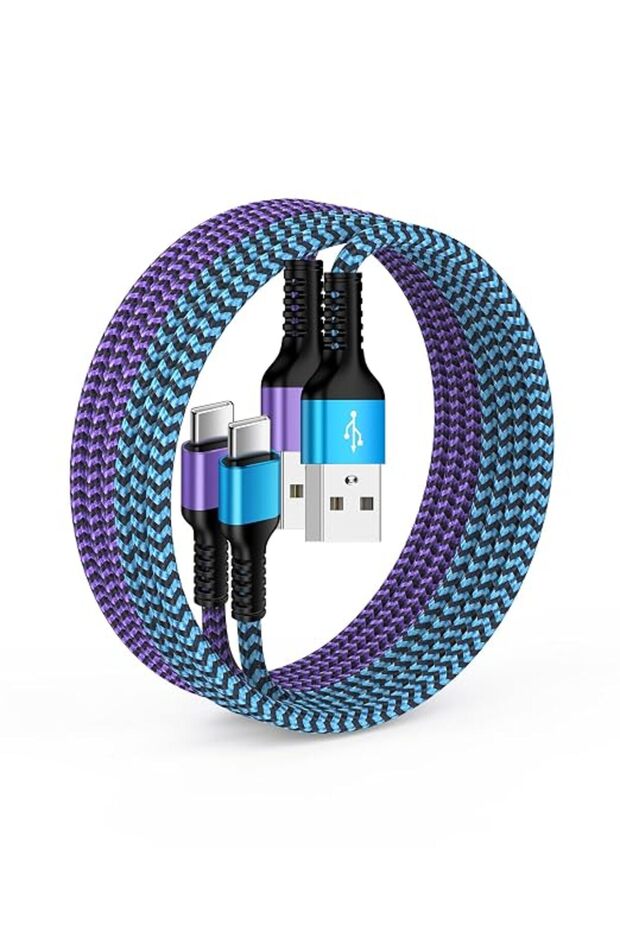 كابل كاربلاي (عبوة من قطعتين) لهاتف آيفون 17، سلك شحن سريع مضفر من USB A إلى USB C