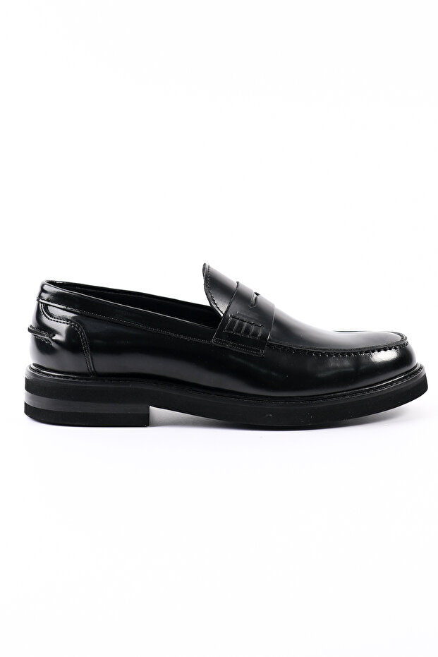 Black Genuine Leather Eva Sole Loafer Shoes - Z1047