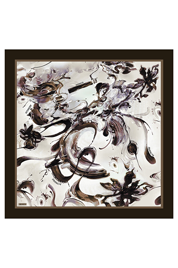 Brown 90X90 Silk Twill Scarf