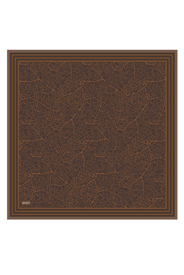 Brown 90X90 Silk Crepe Satin Scarf