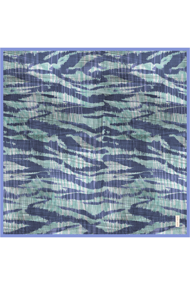 Blue 90X90 Silk Crepe Satin Scarf