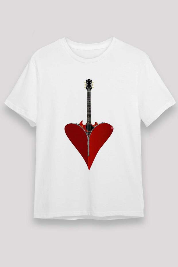 Electric Guitar Unisex Printed White T-Shirt - Tshirt