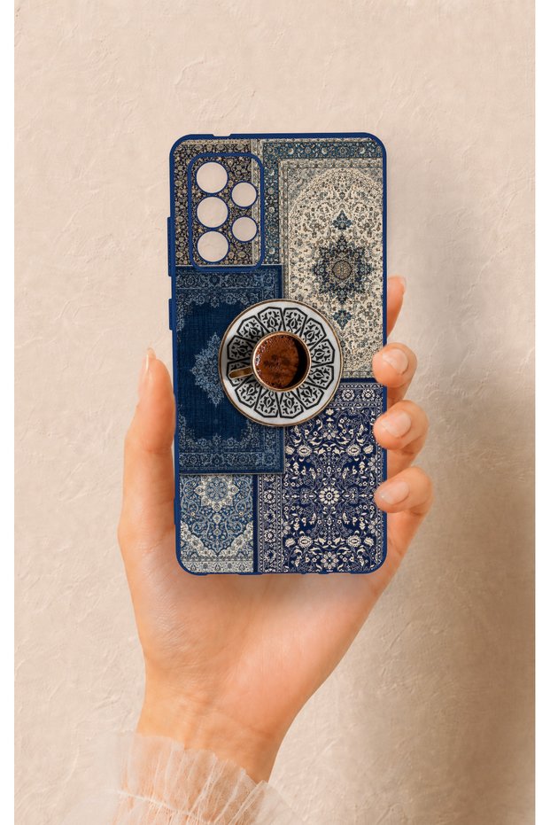 Samsung-A72 Compatible Turkish Coffee and Kilim Patterned Silicone Case
