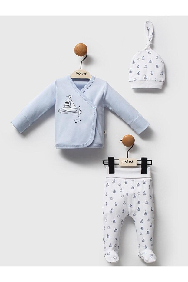 3-Piece Sailor Suit with Hat - Ecru