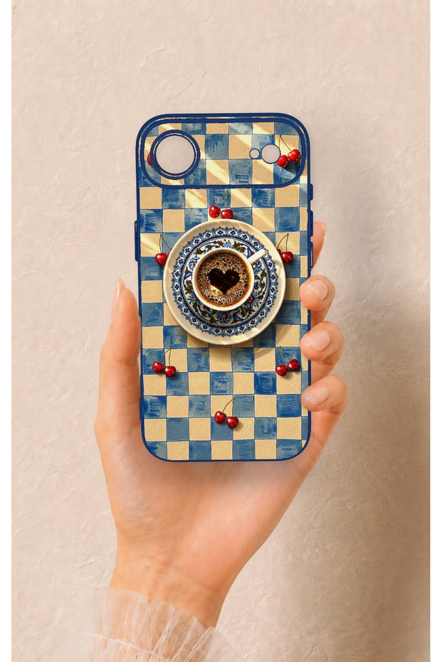 iPhone 17 Air Compatible Heart Coffee Pattern Silicone Case