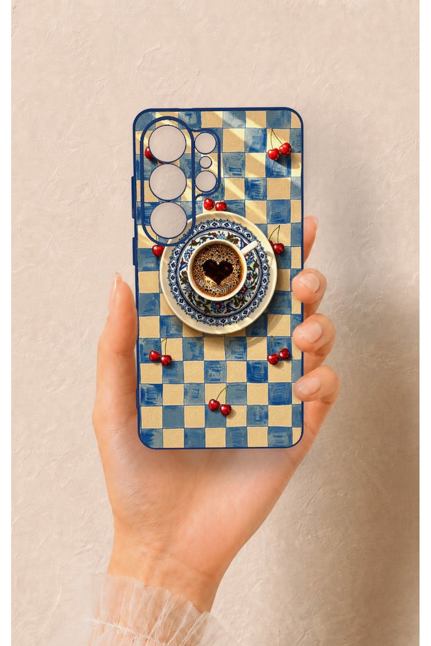 Samsung S26 Ultra Compatible Heart Coffee Pattern Silicone Case