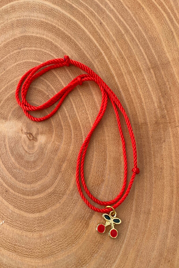 2-Pack Adjustable Red Rope Anklets with Cherry Objects
