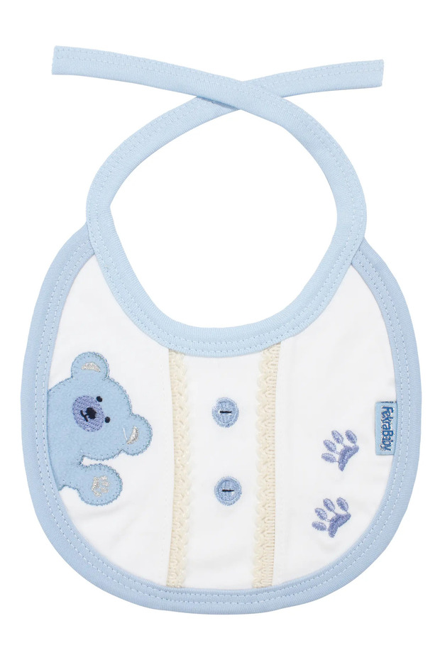 Unisex Blue Bear Printed Paw Tie Apron