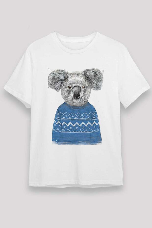 Koala Unisex Printed White T-Shirt - Tshirt