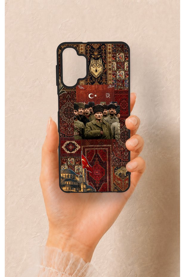 Samsung A32 Compatible Bozkurt and Atatürk Patterned Silicone Case