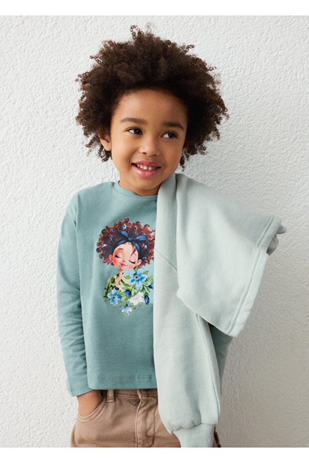 Girl's Printed Long Sleeve T-Shirt 4003