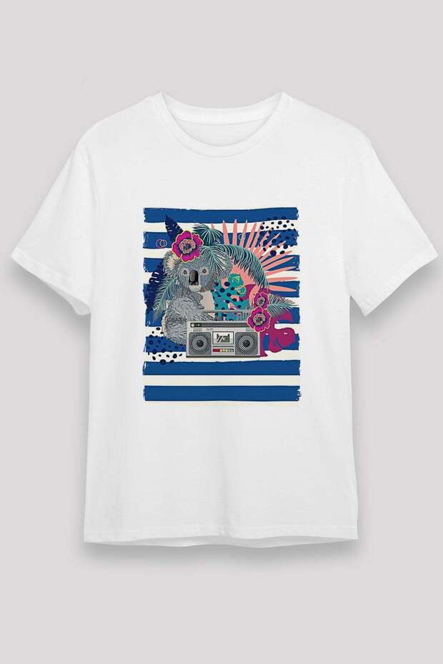 Koala Unisex Printed White T-Shirt - Tshirt