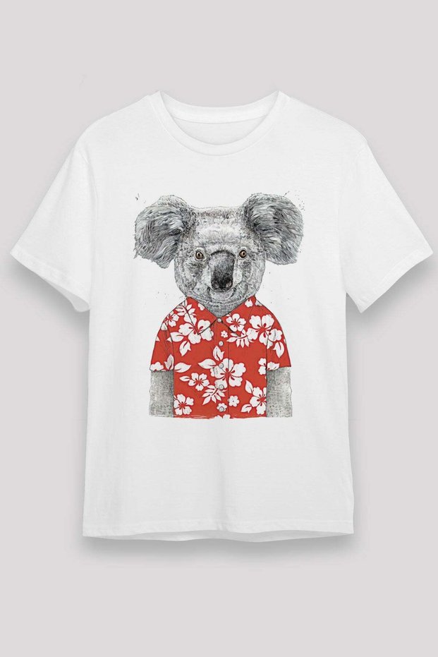 Koala Unisex Printed White T-Shirt - Tshirt