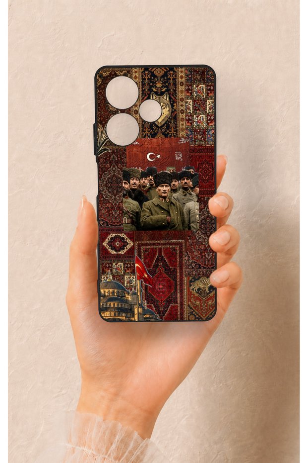 Infinix Hot 30 Compatible Silicone Case with Wolf and Atatürk Patterns