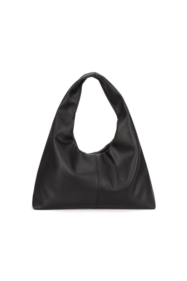 Black Leather Women's Shopper Shoulder Bag – Soft Form Vintage Model
