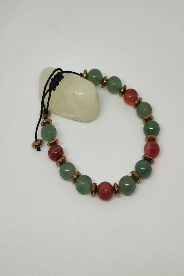 Certified Aventurine, Karnelyan Agate Natural Stone Bracelet