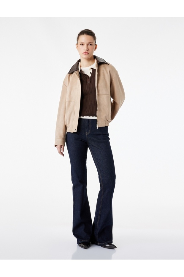 Slim Fit Spanish Flare Cotton Denim Trousers - Flare Jeans