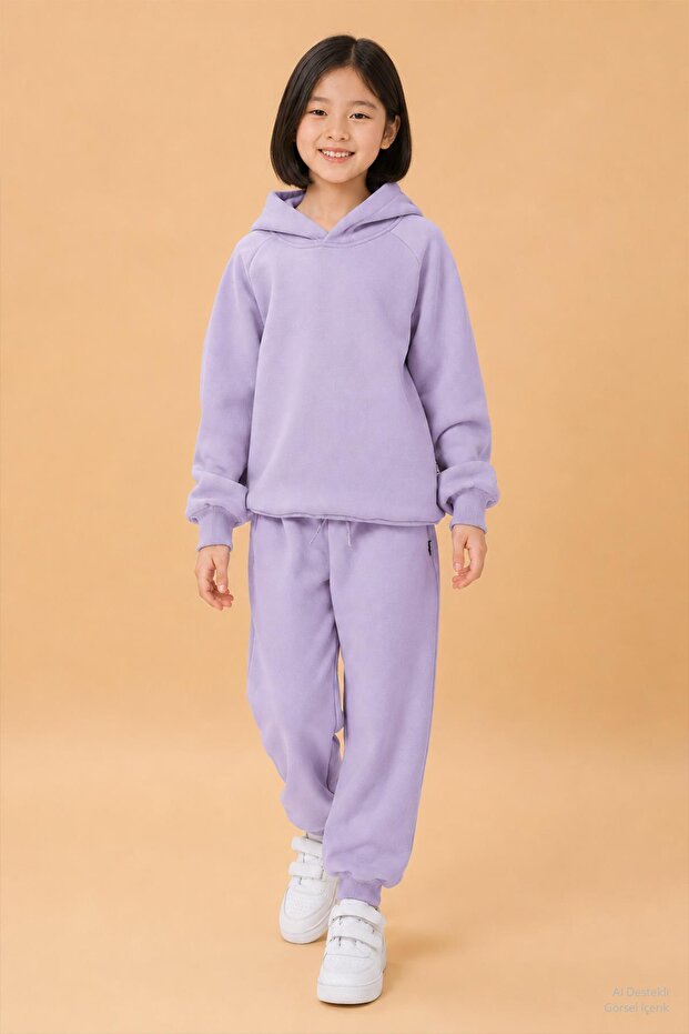 Reglan Sleeve Hooded Unisex Children's Set with Fleece Inside