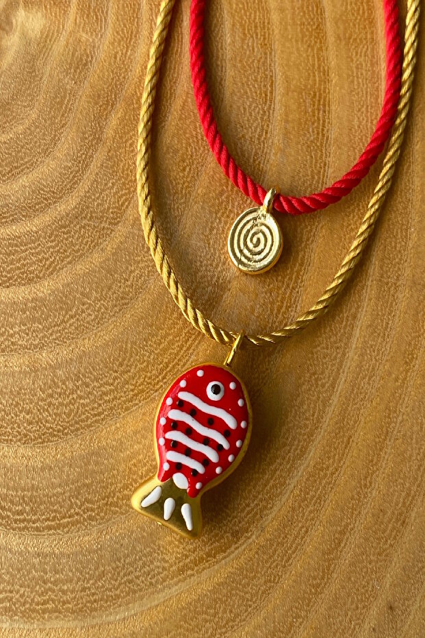 2-Piece Gold Fish Adjustable Rope Necklace