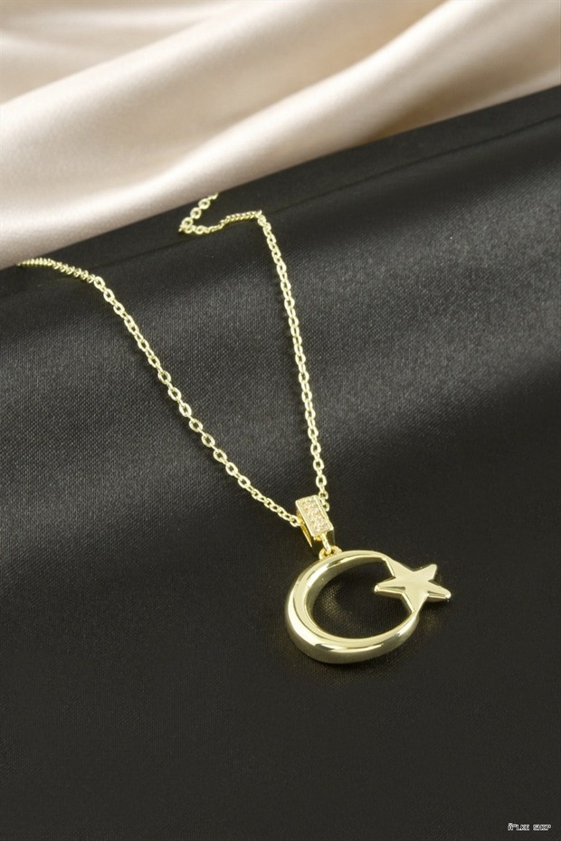 Ilkestor Moon Star Luxury Steel (201218) Necklace Yellow