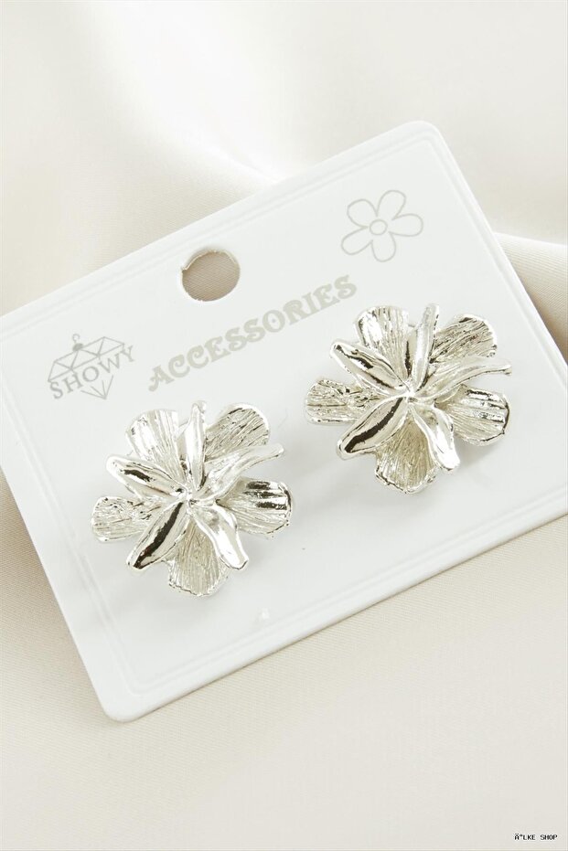 Ilkestor Starfish Flower Metal Earrings (204618) Silver Color