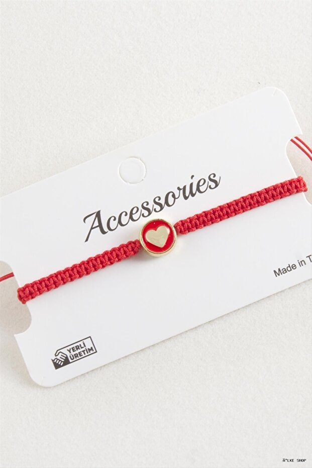 Ilkestor Heart Enamel Macrame Braided (205055) Bracelet Red