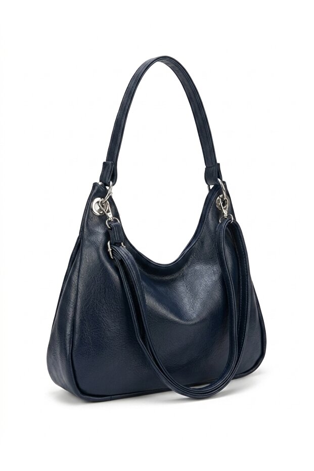 Women's Shoulder Bag Sofia with 2 Straps, Metal Ring and Clip Detail