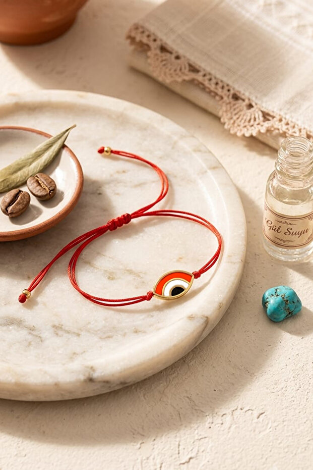 Eye of the Devil Enamel Red String Bracelet