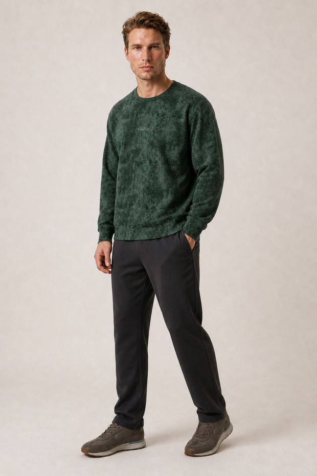 Allon Patterned Winter New Season Men's Regular Fit Sweatshirt White