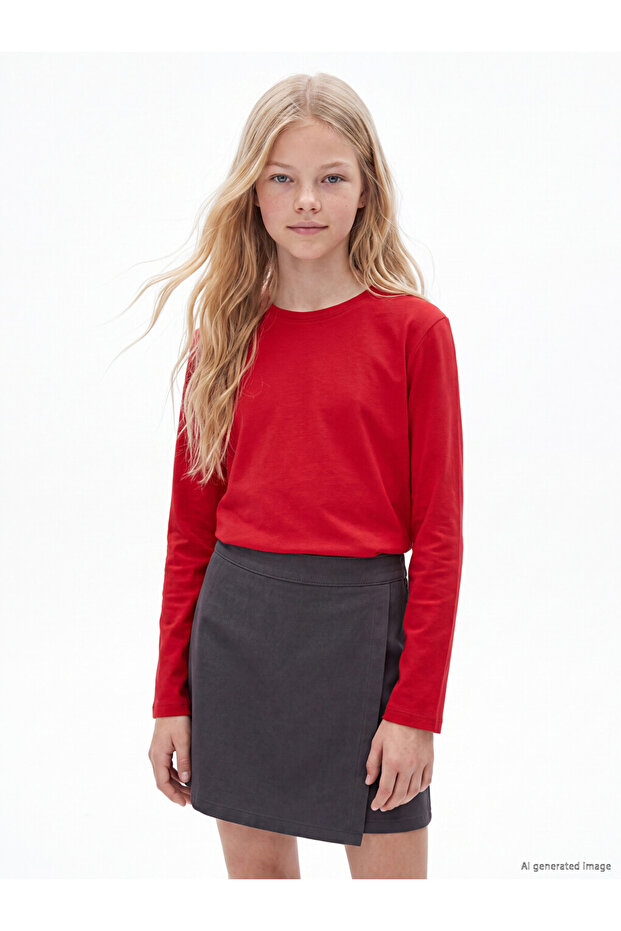 Crew neck basic girl's t-shirt