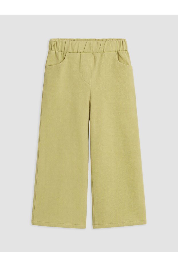Green Wideleg Girls' Trousers 100% Cotton Poplin Wide Leg