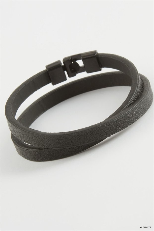 Concepta Dolama Quality Faux Leather (11415) Bracelet Black