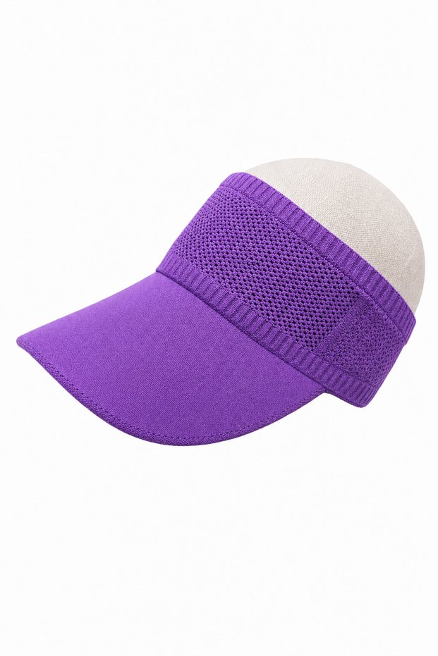 Purple Knitted Detailed Visor Hat for Sports and Daily Use Sunshade