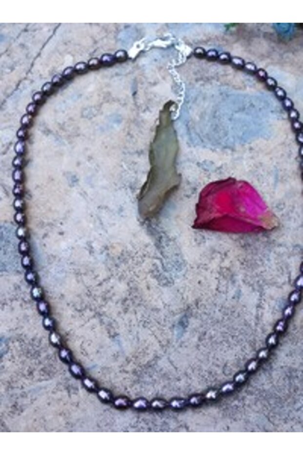 Black Pearl Natural Stone (Love) Necklace - Gray