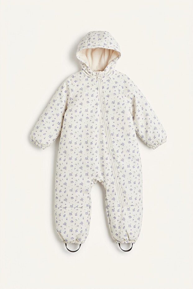 Water Repellent Hooded Patterned Astronaut Coat Baby Girl H3861A526Wn