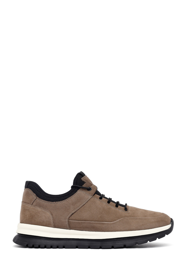 Men's Mink Lace-Up Thick Sole Nubuck Leather Casual Sneaker Wm710010Dn