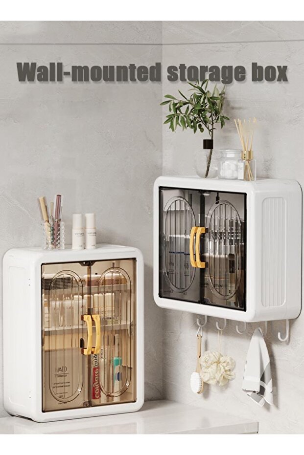 Minimalist Wall-Mounted Foldable Storage Cabinet with Bottom Hooks