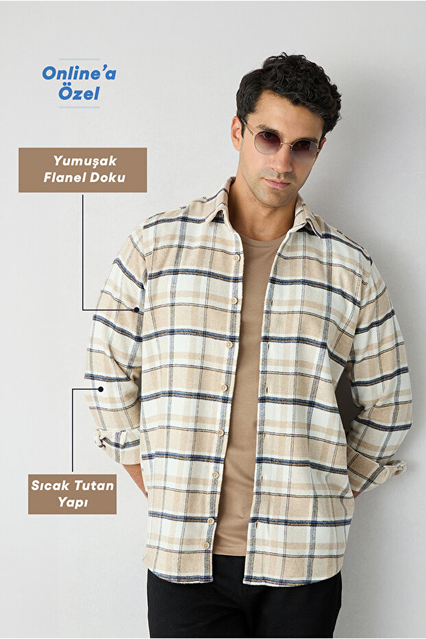 Long Sleeve Regular Fit Plaid Wool Flannel Lumberjack Winter Shirt