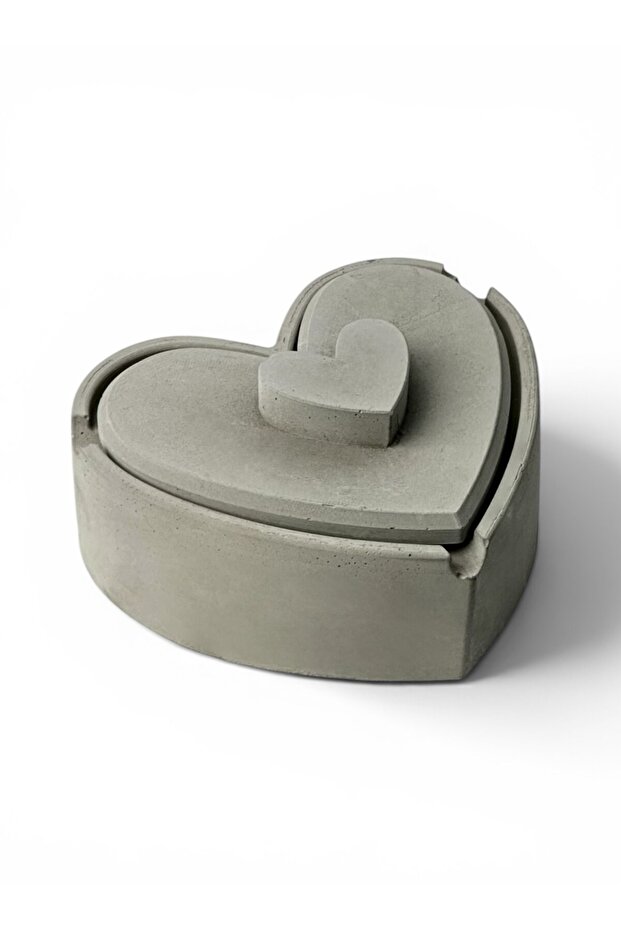 Concrete Ashtray with Lid, Heart-Shaped Decorative Ash Tray