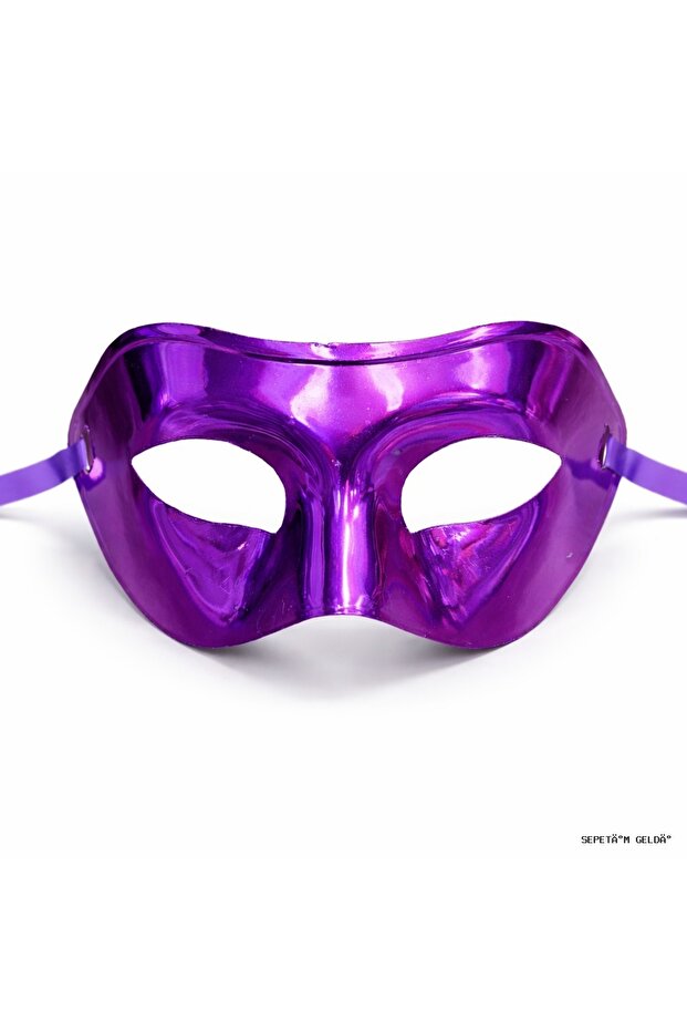 Spt-Gld Metalized Shiny Party Mask Purple Color (83046) 16X7 cm