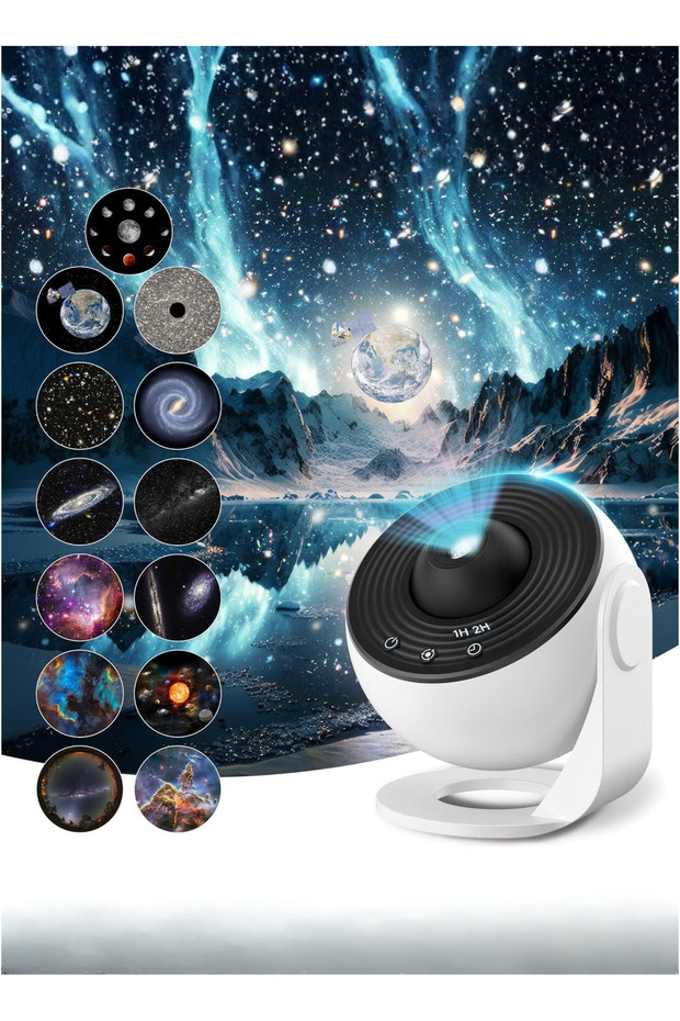 `13‑in‑1 Galaxy Star Projector Lamp with 12 Film Discs, LED Rotating Starry Night Light, Soothing Sleep Lamp for Kids, Bedroom, Party, Living Room Home Decor, White`