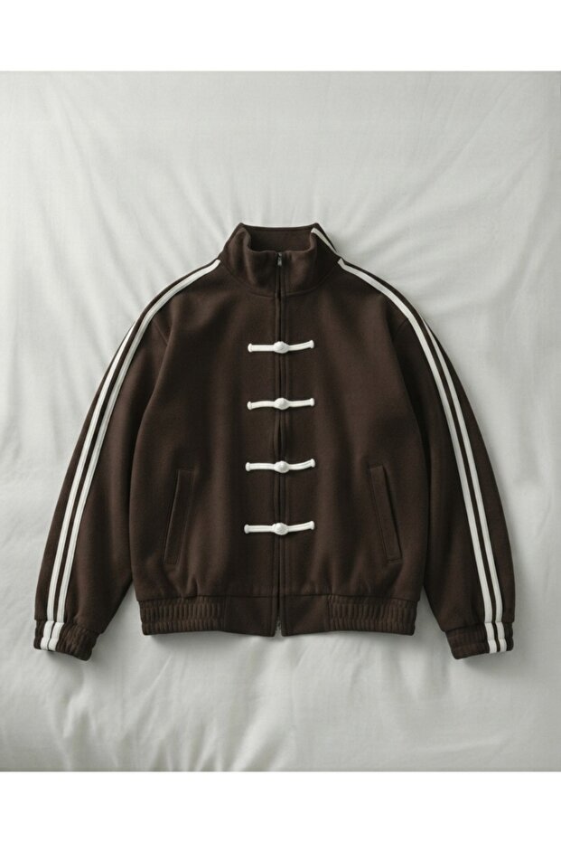 Double Striped Oversized China Unisex Jacket
