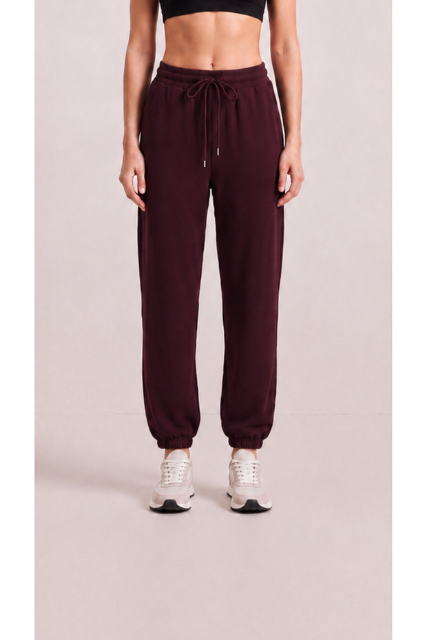 Women's Burgundy Modal Fabric Silky Textured Sweatpants