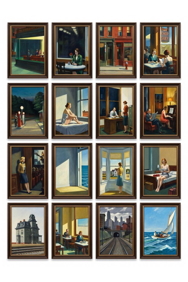 Edward Hopper Paintings 16-Piece Sticker Set Laptop Notebook Planner Label