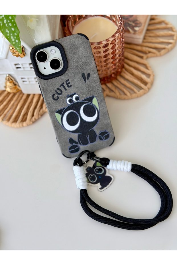 Flexible Silicone Case with Charm Cat Design, Compatible with iPhone 15 - 14 and 13