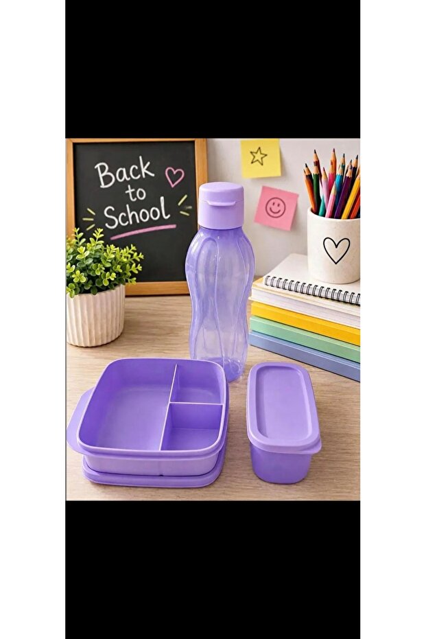 Compartmented Nutrition Container and 750 ml Water Bottle Set