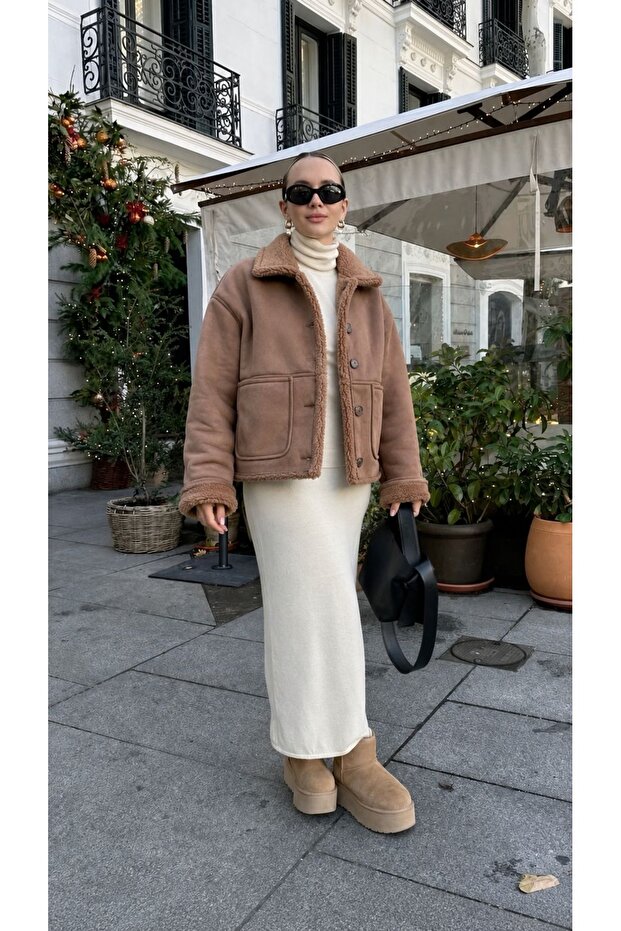 Nubuck Fur Collar Coat